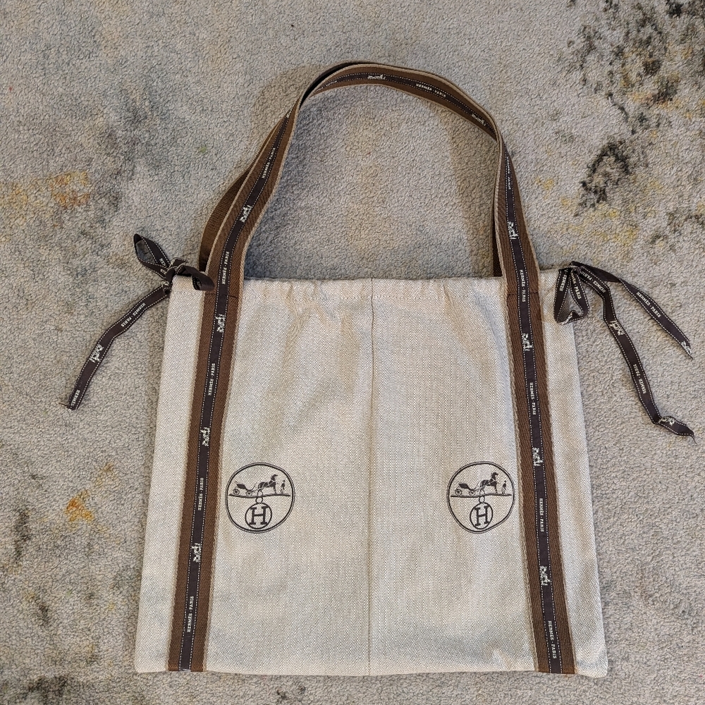 Hermes dust bag. Hand made shopper from Hermes dust bags NEW! - Picture 2 of 9